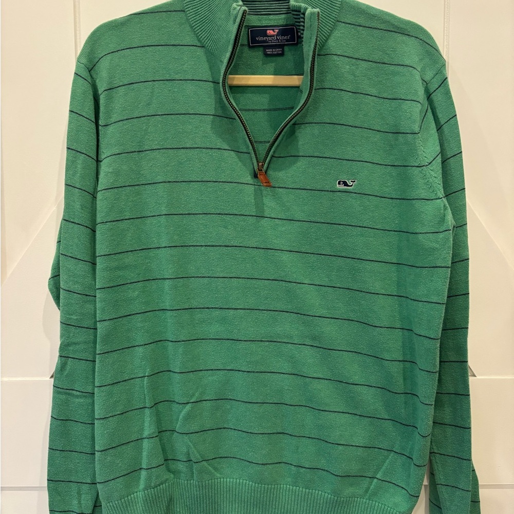 Vineyard Vines Men's Green Striped Sweater